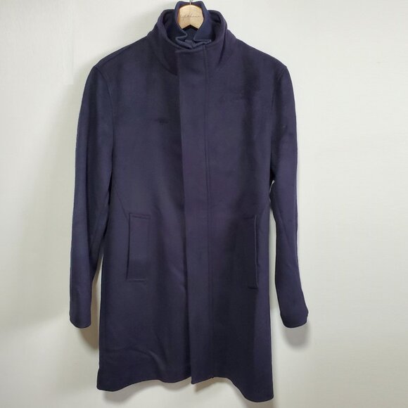 ZARA Soft Mid-Length Peacoat Pea Coat Jacket Preppy Coastal Navy Men's Medium - Picture 1 of 14